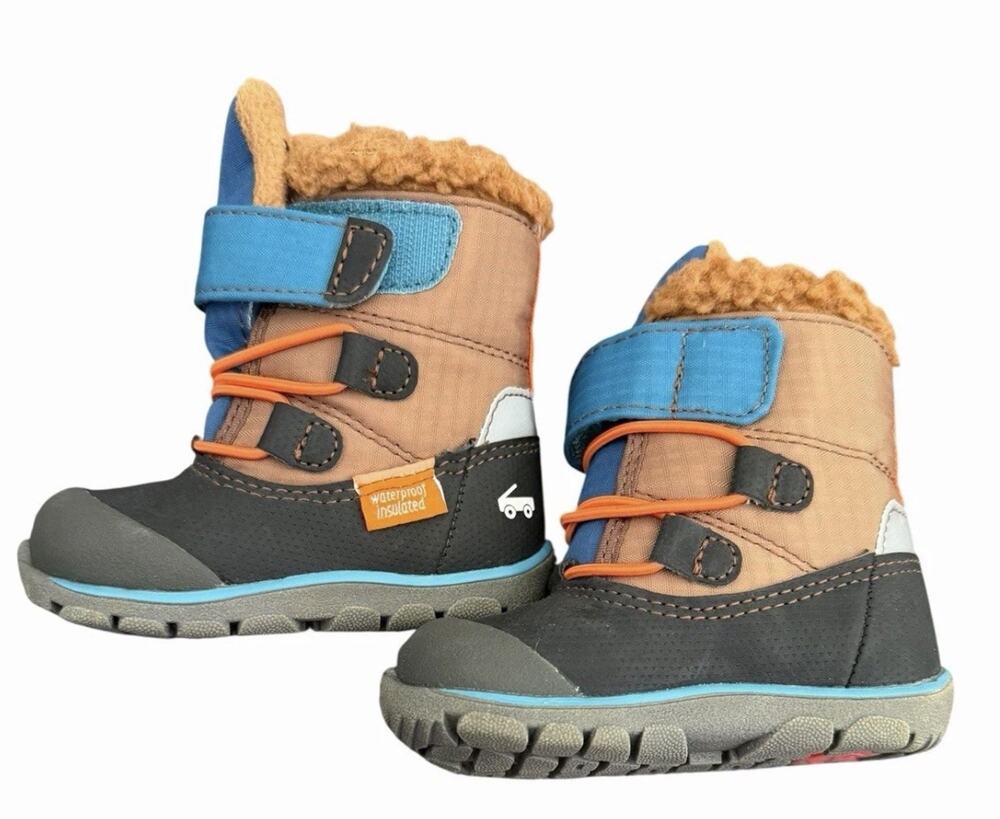 See Kai Run Insulated Waterproof Toddler Boots Size 9 Brown Blue Winter Snow